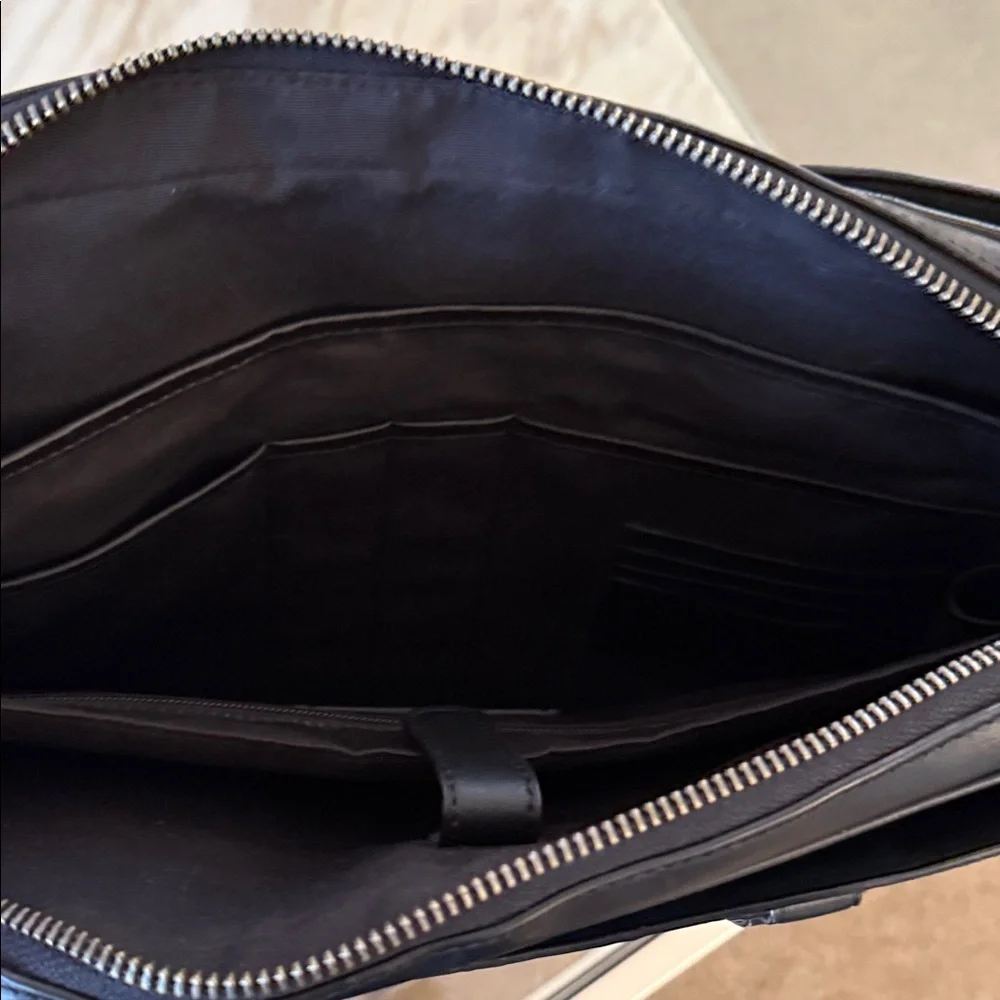 Coach• Black Graham Slim Brief in Signature Leather, Embossed